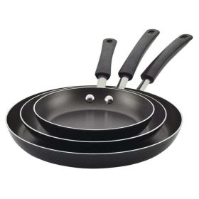 3 Piece Easy Clean Aluminum Non-Stick Frying Pan, Fry Pan, Skillet Set, Black