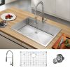 TECASA 33 inch Kitchen Sink - Dual Mount Undermount or Drop-in Sink with Faucet Combo, All-in-One Single Bowl Stainless Steel Sink