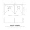 Double Bowl Farmhouse Sink- 33"x20" Stainless Steel Farm Sink Undermount Apron Front Double Bowl Kitchen Sink 18 Gauge with Two 9" Deep Basin
