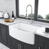 White Farmhouse Sink - 33 inch White Kitchen Sink Ceramic Arch Edge Apron Front Single Bowl Farm Kitchen Sinks