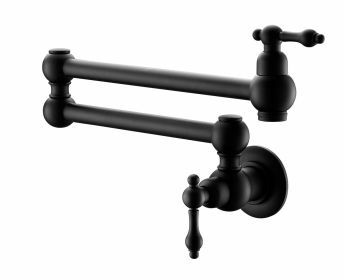 Pot Filler Faucet Wall Mount,with Double Joint Swing Arms Matte Black