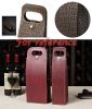 2-Bottle Wine Carrier Bag PU Leather Wine Bottle Tote Bags for Wedding Festival Travel Dinner Party, Red Brown