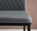 light gray modern simple bar chair, fireproof leather spraying metal pipe, diamond grid pattern, restaurant, family, 2-piece set