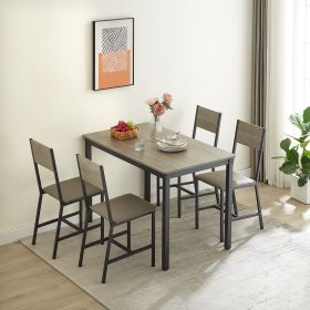 Dining Set for 5 Kitchen Table with 4 Upholstered Chairs, Grey, 47.2'' L x 27.6'' W x 29.7'' H.