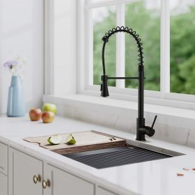 Single Handle Commercial Modern Matte Black Spring High Arc Kitchen Faucet