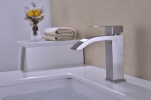 Single lever waterfall bathroom sink faucet