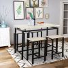 U_STYLE Dining Set, Bar Set, Dining Table with 4 Chairs,5 Piece, with Counter and Pub Height