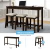 TOPMAX 4 Pieces Counter Height Table with Fabric Padded Stools, Rustic Bar Dining Set with Socket, Brown