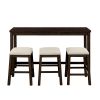 TOPMAX 4 Pieces Counter Height Table with Fabric Padded Stools, Rustic Bar Dining Set with Socket, Brown