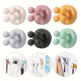 6pcs Adhesive Silicone Toothbrush Holder - Single Hook for Bathroom, Living Room, and Office - Convenient Utility Plug Holder