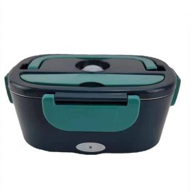 Insulated Lunch Box Large Capacity Heated Electric Lunch Box Stainless Steel Car Bento Box (Option: Dark Green-European Standard)