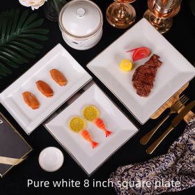 Fried Rice Plate Hotel Cold Dishes Square (Option: Pure white-8 inches)