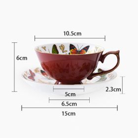 European Light Luxury Ceramic Coffee Cup And Saucer (Color: Red)