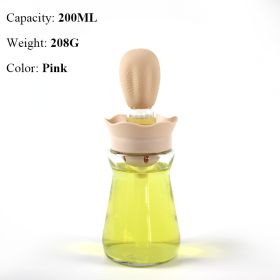 BBQ Tool Oil Bottle With Silicone Brush Oil Spray Baking Barbecue Grill Oil Dispenser Cookware Baking Kitchen Accessories (Color: style b pink)