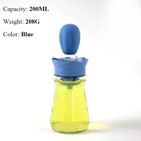 BBQ Tool Oil Bottle With Silicone Brush Oil Spray Baking Barbecue Grill Oil Dispenser Cookware Baking Kitchen Accessories (Color: style b blue)