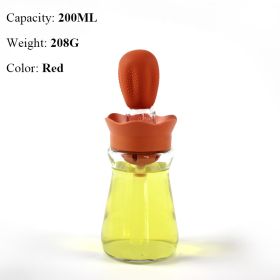 BBQ Tool Oil Bottle With Silicone Brush Oil Spray Baking Barbecue Grill Oil Dispenser Cookware Baking Kitchen Accessories (Color: style b red)