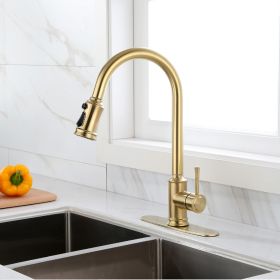 Touch Kitchen Faucet with Pull Down Sprayer (Color: Gold)