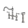 Bridge Dual Handles Kitchen Faucet With Pull-Out Side Spray in