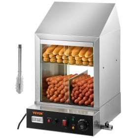 VEVOR 2-Tier Commercial Food Warmer Countertop Pizza Cabinet with Water Tray (Power: Hot Dog Steamer)