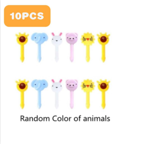 10PCS Cute Fruit Fork; Reusable Mini Animal Forks; Food; Cakes; Snacks; Fruit Decorations; Suitable For Children (Color: Animals)