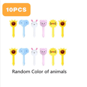 10PCS Cute Fruit Fork; Reusable Mini Animal Forks; Food; Cakes; Snacks; Fruit Decorations; Suitable For Children (Color: Animals)