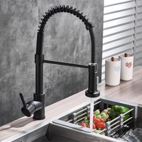 Single Handle Pull Down Sprayer Kitchen Sink Faucet (Color: as Pic)