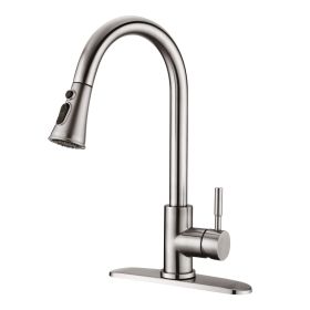 Pull Down Kitchen Faucet with Sprayer Stainless Steel (Color: Brushed Nickel)