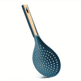 1pc New Multi-functional Large Filter Spoon Kitchen Long Handle With Clip Filter Spoon Household Dumpling Glutinous Rice Ball Colander (Color: Blue Yellow)