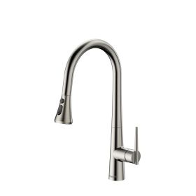 Single Handle Pull Down Sprayer Kitchen Faucet with Advanced Spray, Pull Out Spray Wand in Brushed Nickel (Color: as Pic)