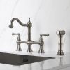 Bridge Dual Handles Kitchen Faucet With Pull-Out Side Spray in