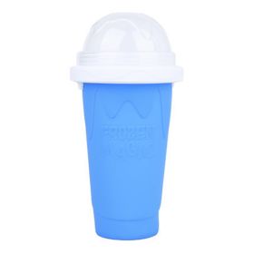 Summer Squeeze Homemade Juice Water Bottle Quick-Frozen Smoothie Sand Cup Pinch Fast Cooling Magic Ice Cream Slushy Maker Beker (Color: Blue)