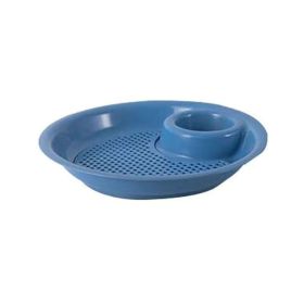 1pc Dumpling Tray, Drain Double-layer Plate With Vinegar Plate, Household Round Plastic Large Dinner Plate, Tray For Dumplings (Color: Blue)