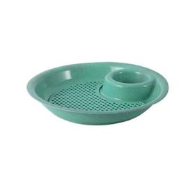 1pc Dumpling Tray, Drain Double-layer Plate With Vinegar Plate, Household Round Plastic Large Dinner Plate, Tray For Dumplings (Color: Green)