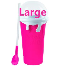 Summer Squeeze Homemade Juice Water Bottle Quick-Frozen Smoothie Sand Cup Pinch Fast Cooling Magic Ice Cream Slushy Maker Beker (Color: Large pink)