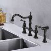 Bridge Dual Handles Kitchen Faucet With Pull-Out Side Spray in