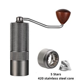 Portable Manual Coffee Bean Grinder High Quality CNC Stainless Precision Steel Core Bean Crusher Kitchen Supplies (Color: gray 5 Stars)
