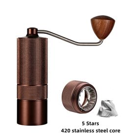 Portable Manual Coffee Bean Grinder High Quality CNC Stainless Precision Steel Core Bean Crusher Kitchen Supplies (Color: coffee 5 Stars)