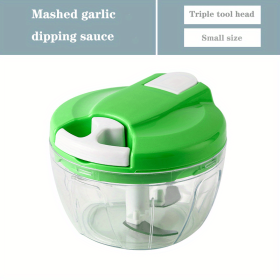 Manual Meat Grinder Vegetable Cutter Pound Garlic Artifact Shredder Baby Complementary Food Machine Hand Cut Pepper Capacity 520ml (Color: Green)