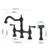 Bridge Dual Handles Kitchen Faucet With Pull-Out Side Spray in