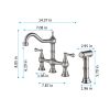 Bridge Dual Handles Kitchen Faucet With Pull-Out Side Spray in