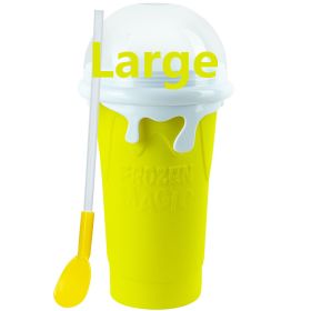 Summer Squeeze Homemade Juice Water Bottle Quick-Frozen Smoothie Sand Cup Pinch Fast Cooling Magic Ice Cream Slushy Maker Beker (Color: Large yellow)