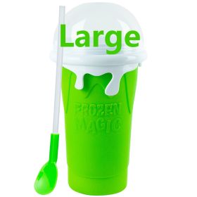 Summer Squeeze Homemade Juice Water Bottle Quick-Frozen Smoothie Sand Cup Pinch Fast Cooling Magic Ice Cream Slushy Maker Beker (Color: Large green)