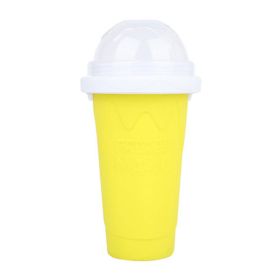 Summer Squeeze Homemade Juice Water Bottle Quick-Frozen Smoothie Sand Cup Pinch Fast Cooling Magic Ice Cream Slushy Maker Beker (Color: Yellow)