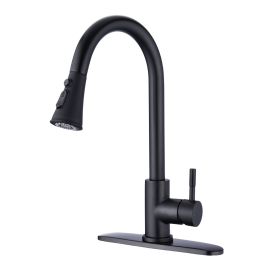 Pull Down Kitchen Faucet with Sprayer Stainless Steel (Color: Matte Black)