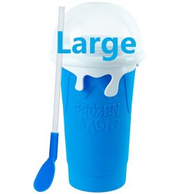 Summer Squeeze Homemade Juice Water Bottle Quick-Frozen Smoothie Sand Cup Pinch Fast Cooling Magic Ice Cream Slushy Maker Beker (Color: Large blue)