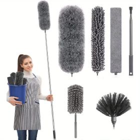 4/6pcs/set; Microfiber Duster Cleaning Kit; Extendable And Bendable Dusters With Long Extension Pole; R Washable Lightweight Dusters (Color: 6pcs)