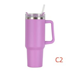 40 oz. With Logo Stainless Steel Thermos Handle Water Glass With Lid And Straw Beer Glass Car Travel Kettle Outdoor Water Bottle (Capacity: 1200ml)