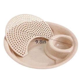 1pc Dumpling Tray, Drain Double-layer Plate With Vinegar Plate, Household Round Plastic Large Dinner Plate, Tray For Dumplings (Color: Beige Color)