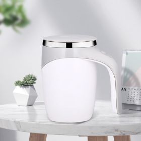 Self Stirring Mug Tea Coffee Electric Rechargeable Auto Mixing Cup Magnetic Stainless Steel Mug Coffee Cup For Office (Color: White)
